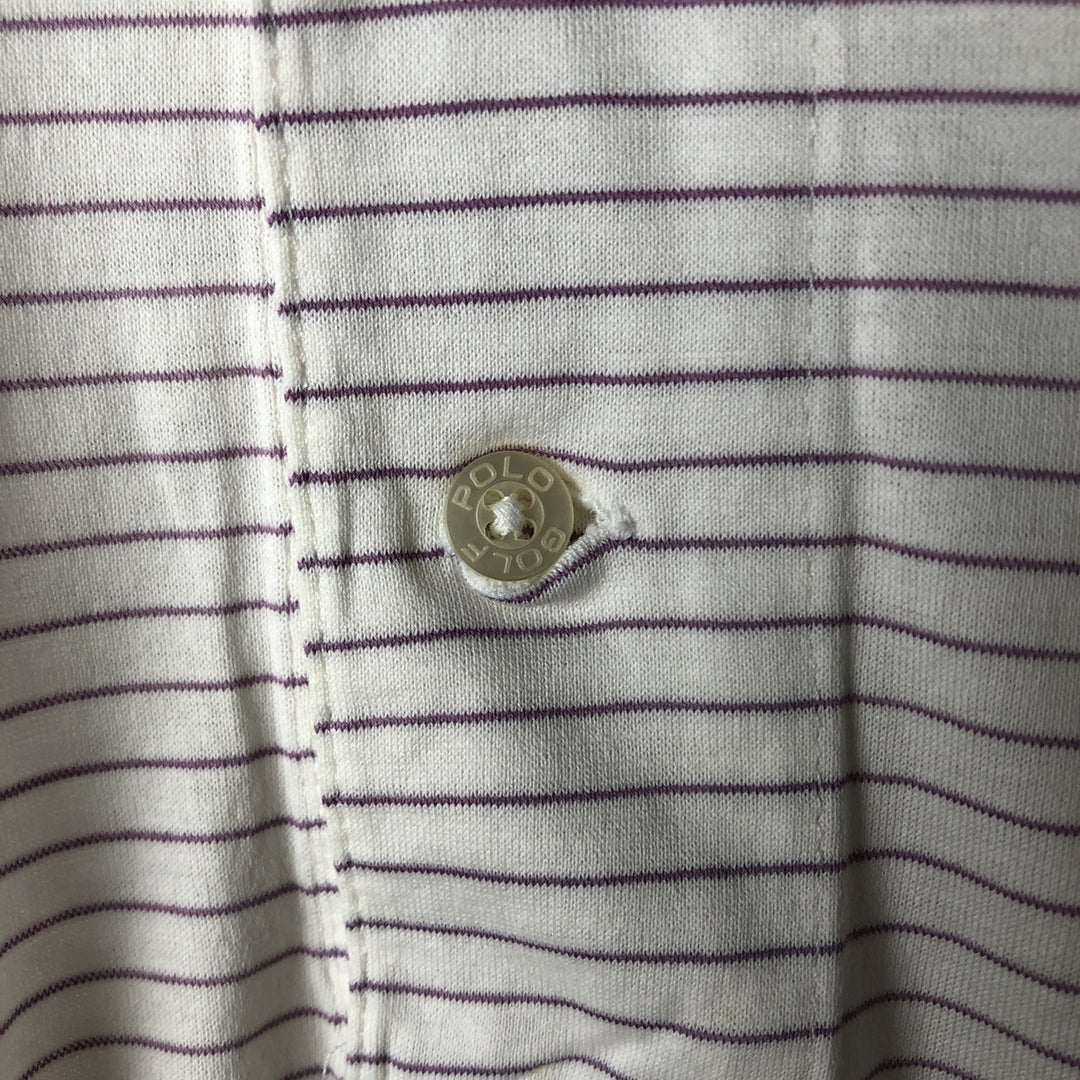 Ralph Lauren POLO GOLF Short Sleeve Striped Polo Shirt Men's Size L cotton white type Vintage Second Hand