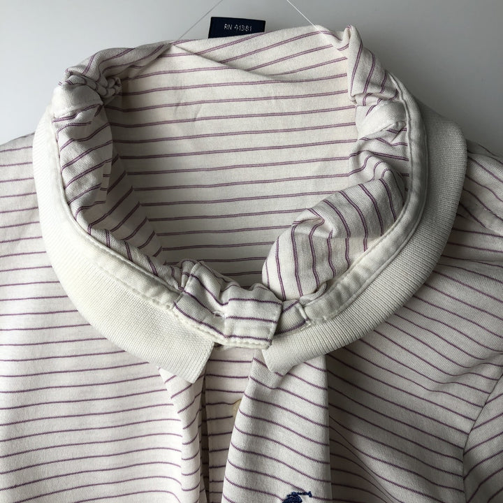 Ralph Lauren POLO GOLF Short Sleeve Striped Polo Shirt Men's Size L cotton white type Vintage Second Hand