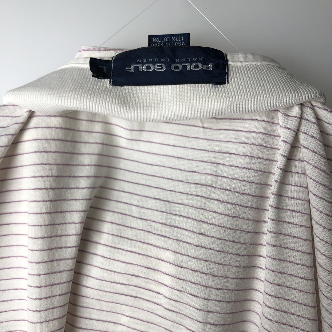 Ralph Lauren POLO GOLF Short Sleeve Striped Polo Shirt Men's Size L cotton white type Vintage Second Hand