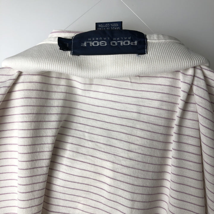 Ralph Lauren POLO GOLF Short Sleeve Striped Polo Shirt Men's Size L cotton white type Vintage Second Hand