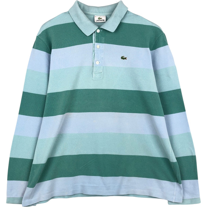 Lacoste LACOSTE Long Sleeve Striped Polo Shirt Size 6 Men's XL cotton Khaki type sage green Vintage Second Hand