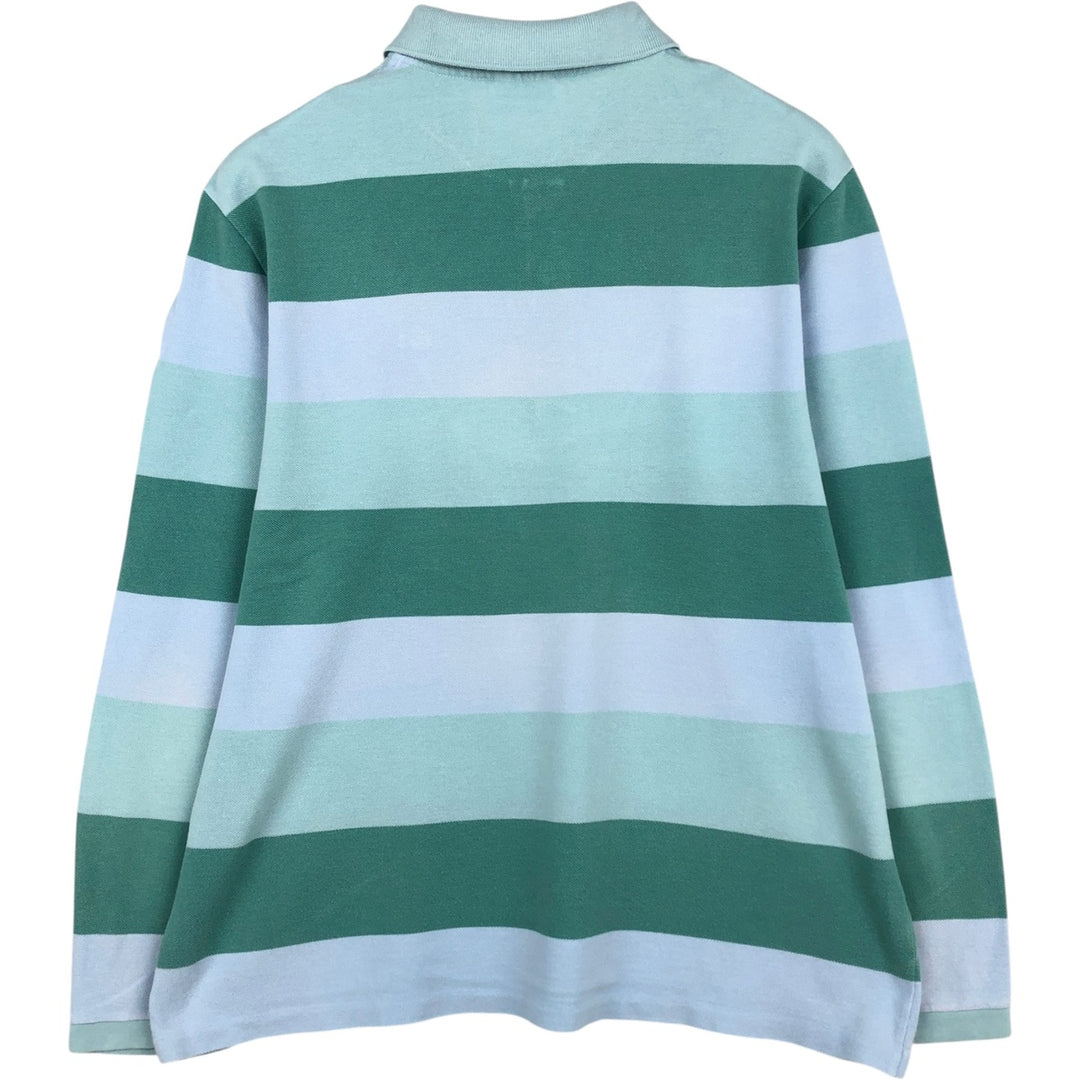 Lacoste LACOSTE Long Sleeve Striped Polo Shirt Size 6 Men's XL cotton Khaki type sage green Vintage Second Hand