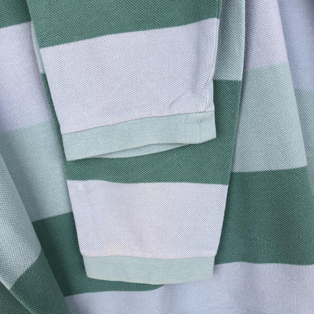Lacoste LACOSTE Long Sleeve Striped Polo Shirt Size 6 Men's XL cotton Khaki type sage green Vintage Second Hand