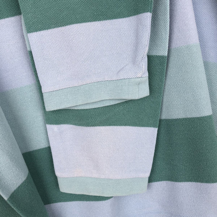 Lacoste LACOSTE Long Sleeve Striped Polo Shirt Size 6 Men's XL cotton Khaki type sage green Vintage Second Hand