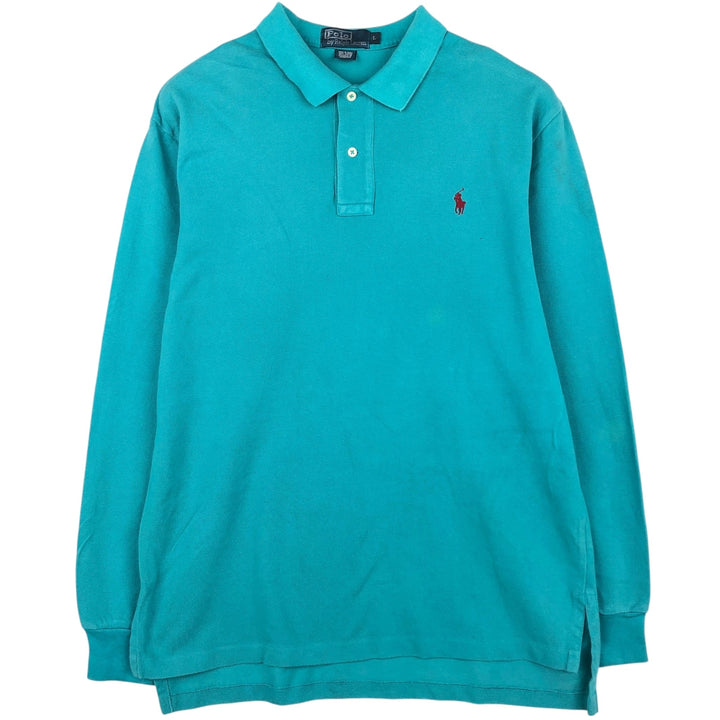 Ralph Lauren POLO by Ralph Lauren long sleeve polo shirt, men's size L cotton Emerald green Vintage Second Hand