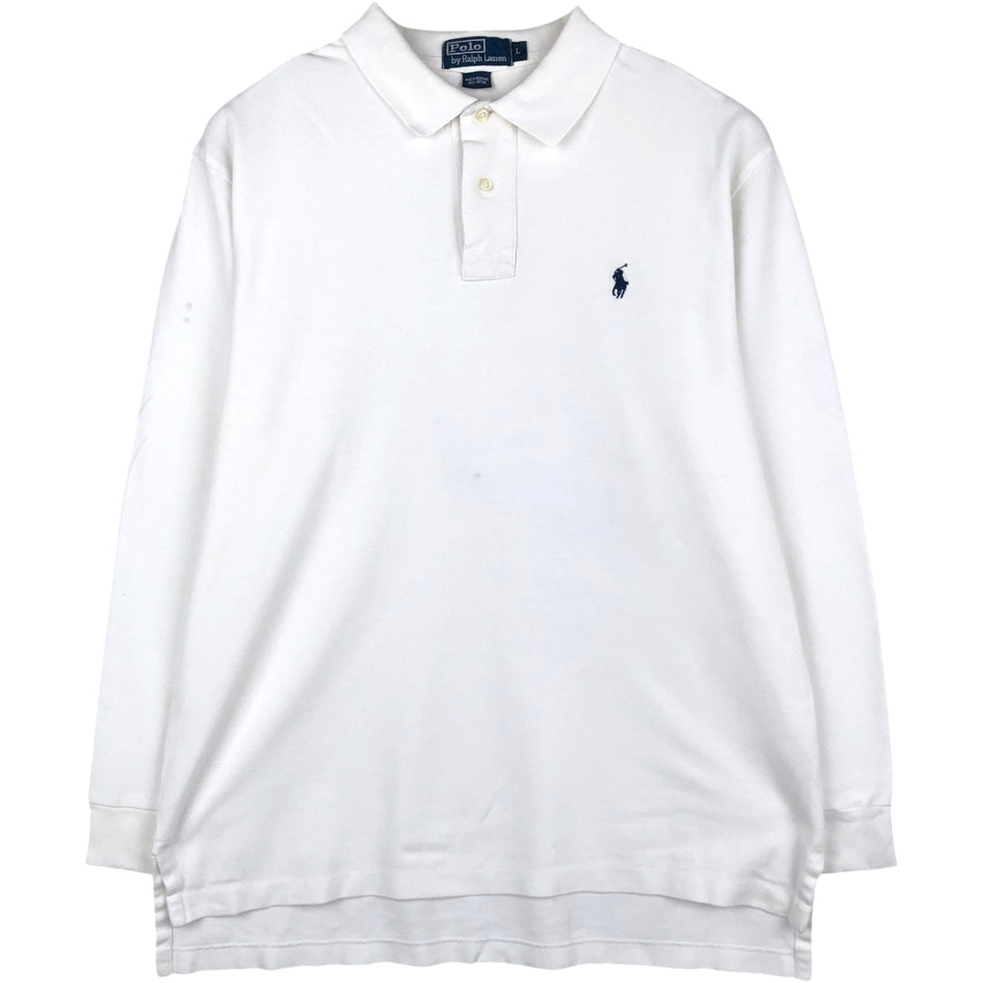 Ralph Lauren POLO by Ralph Lauren long sleeve polo shirt, men's size L cotton white type Vintage Second Hand