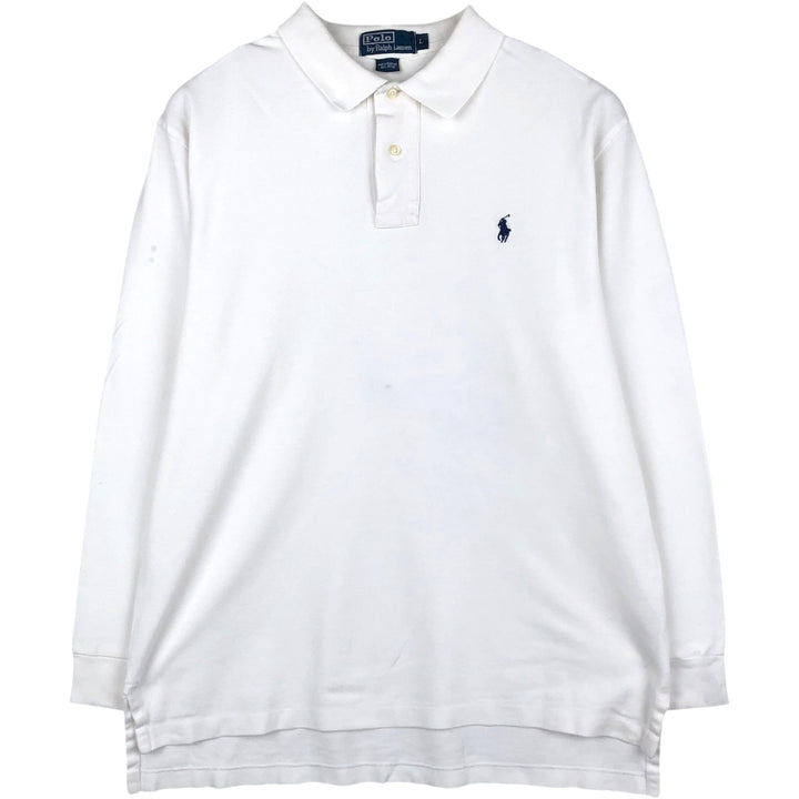 Ralph Lauren POLO by Ralph Lauren long sleeve polo shirt, men's size L cotton white type Vintage Second Hand