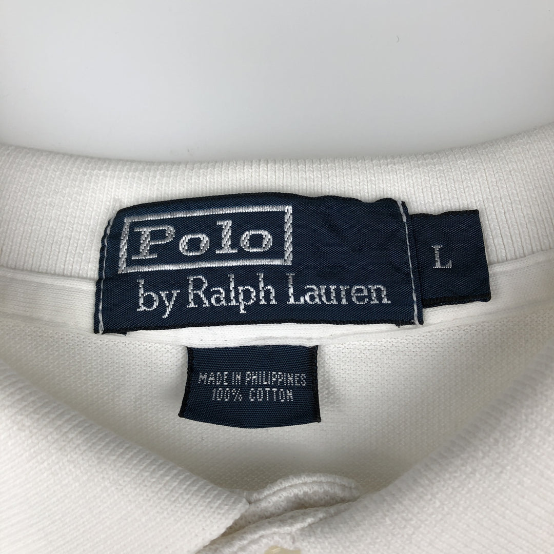 Ralph Lauren POLO by Ralph Lauren long sleeve polo shirt, men's size L cotton white type Vintage Second Hand