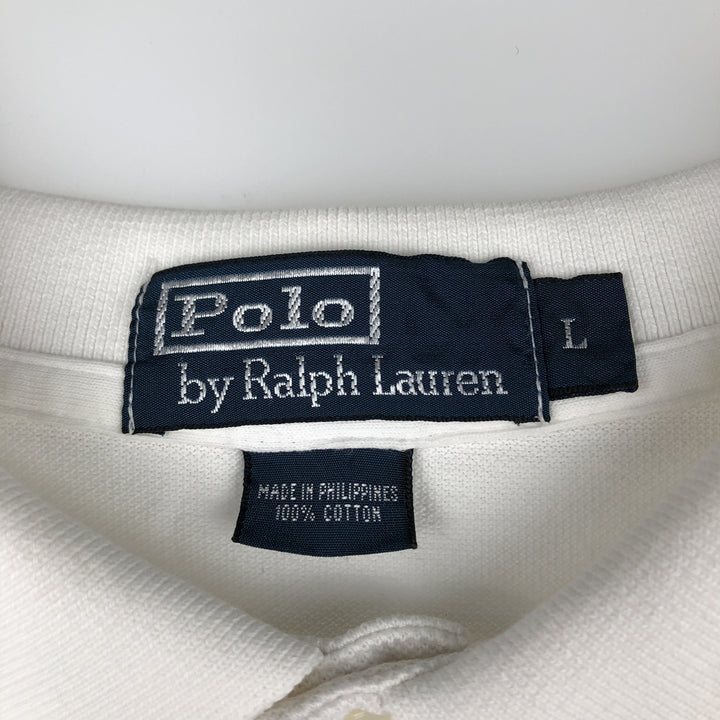 Ralph Lauren POLO by Ralph Lauren long sleeve polo shirt, men's size L cotton white type Vintage Second Hand