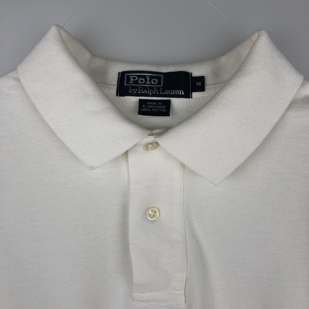 Ralph Lauren POLO by Ralph Lauren long sleeve polo shirt, men's size M cotton white type Vintage Second Hand