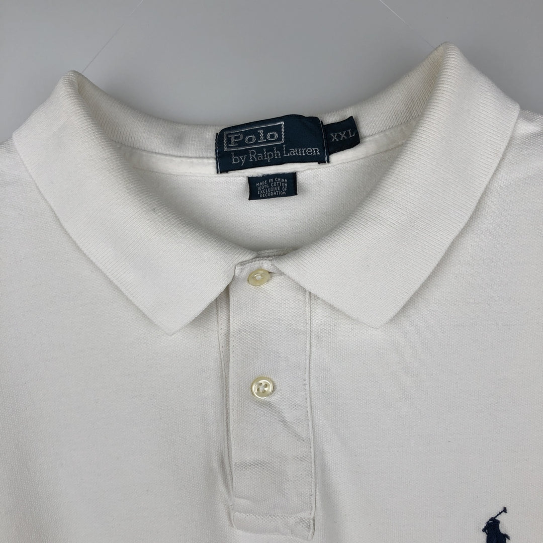 Ralph Lauren POLO by Ralph Lauren long sleeve polo shirt, men's size XXL cotton white type Vintage Second Hand