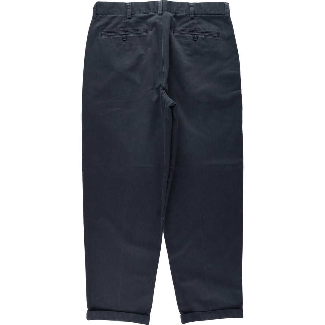 90s-00'S LLBean CLASSIC FIT Chino Pants, Men's W36 (approx.), Wide Leg, Vintage cotton navy blue type Vintage Second Hand