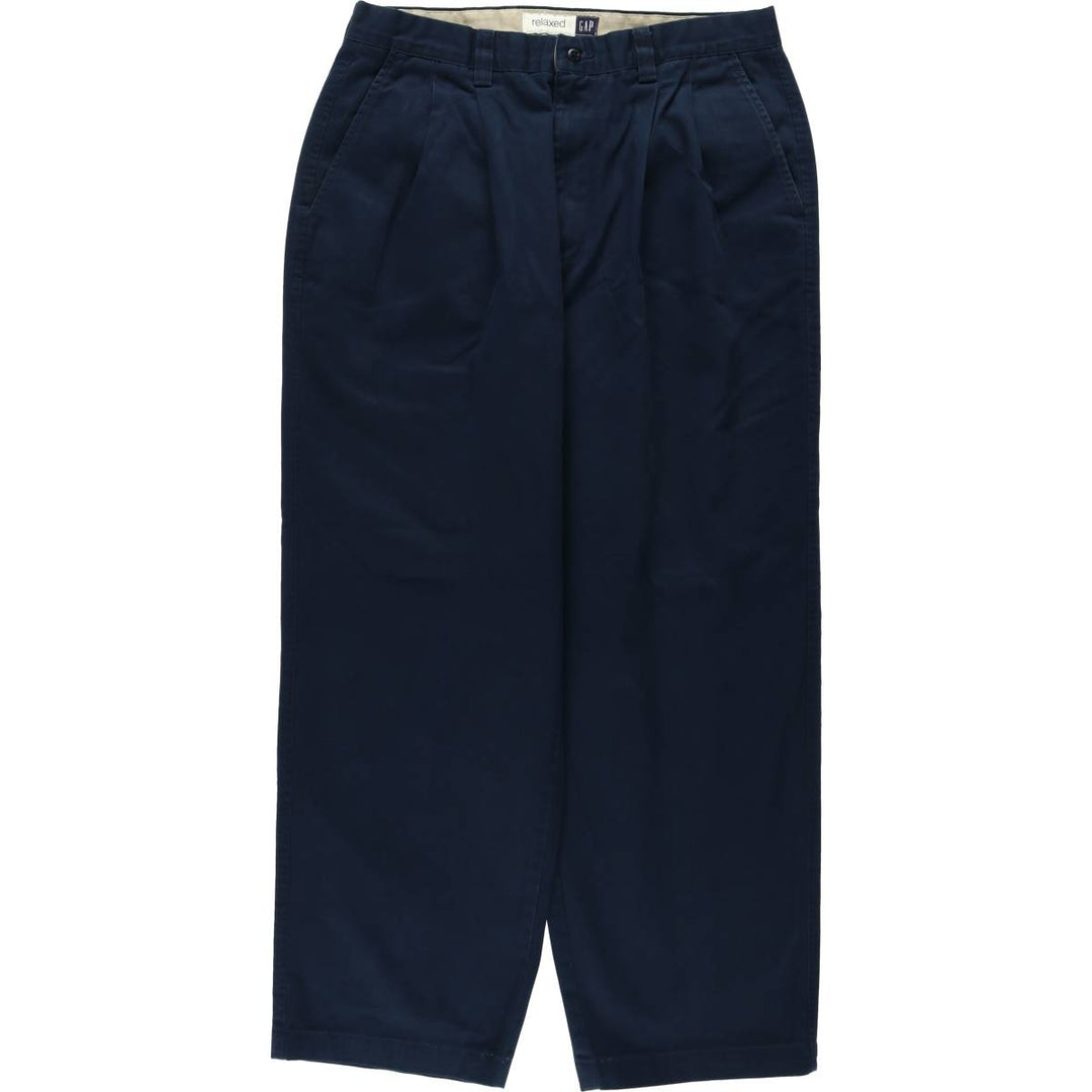GAP relaxed two-pleat chino pants, men's size W32 (approx.), vintage. cotton navy blue type Vintage Second Hand