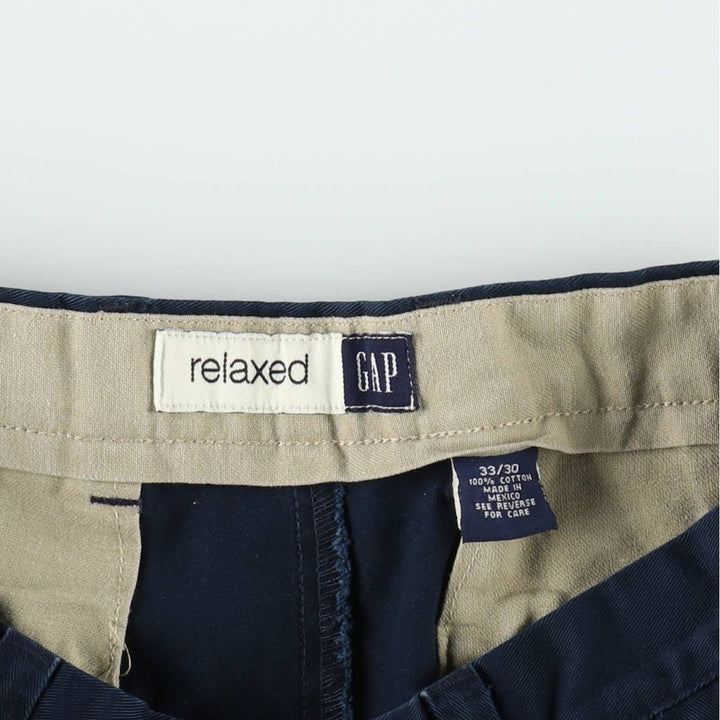 GAP relaxed two-pleat chino pants, men's size W32 (approx.), vintage. cotton navy blue type Vintage Second Hand