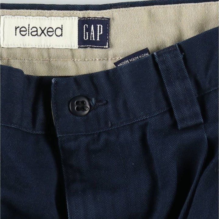 GAP relaxed two-pleat chino pants, men's size W32 (approx.), vintage. cotton navy blue type Vintage Second Hand