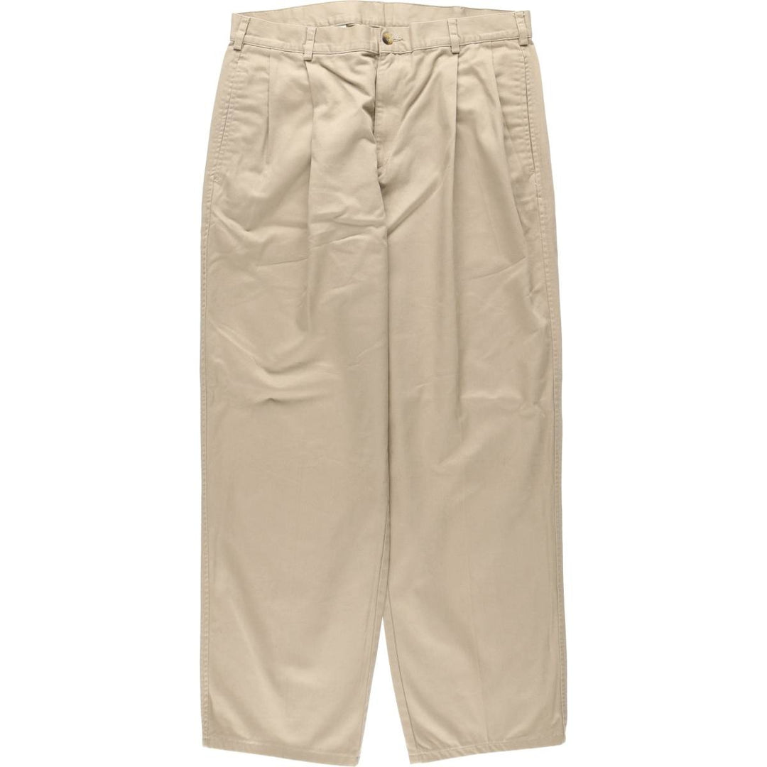 ~90'S Lands' End Chino Pants, Made in USA, Men's W33 (approx.), Two-Pleat, Vintage cotton Beige type Vintage Second Hand