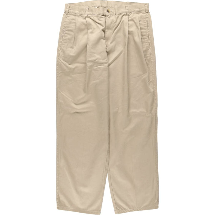 ~90'S Lands' End Chino Pants, Made in USA, Men's W33 (approx.), Two-Pleat, Vintage cotton Beige type Vintage Second Hand