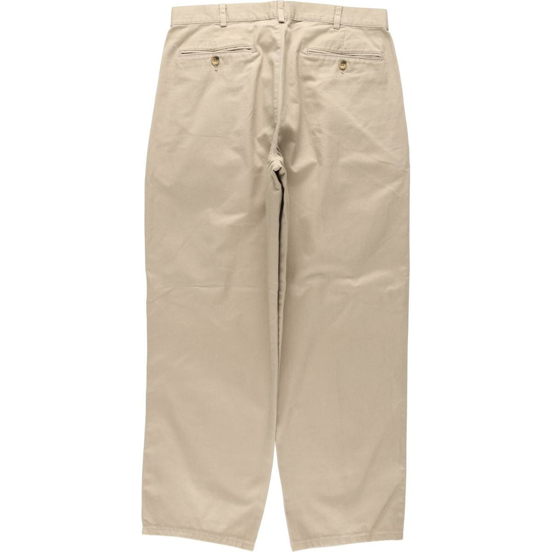 ~90'S Lands' End Chino Pants, Made in USA, Men's W33 (approx.), Two-Pleat, Vintage cotton Beige type Vintage Second Hand