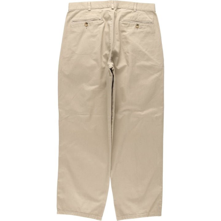 ~90'S Lands' End Chino Pants, Made in USA, Men's W33 (approx.), Two-Pleat, Vintage cotton Beige type Vintage Second Hand