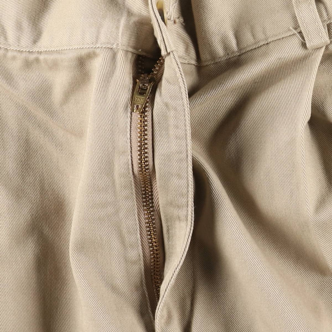 ~90'S Lands' End Chino Pants, Made in USA, Men's W33 (approx.), Two-Pleat, Vintage cotton Beige type Vintage Second Hand