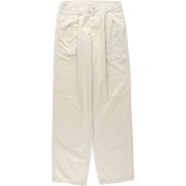 70s-80'S Eddie Bauer Two-Pleat Chino Pants, Men's Size W30 (approx.), Vintage cotton ivory Vintage Second Hand