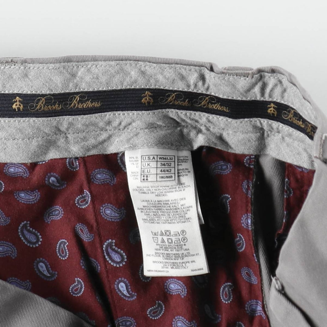 Brooks Brothers CLARK Chino Pants, Men's Size W34 (approx.) cotton gray type Vintage Second Hand