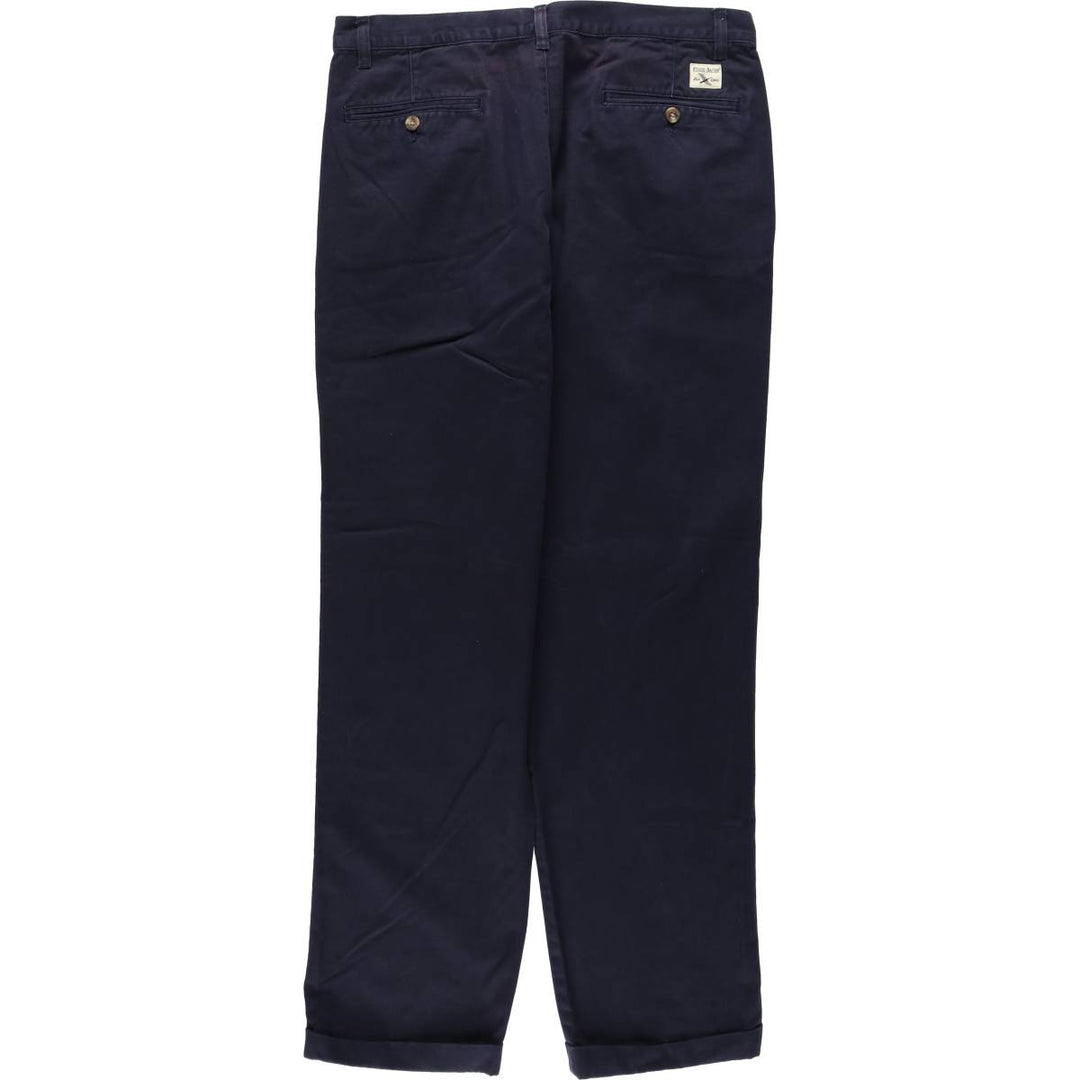 Eddie Bauer Classic Fit Two-Pleat Chino Pants, Men's Size W34 (approx.) cotton navy blue type Vintage Second Hand