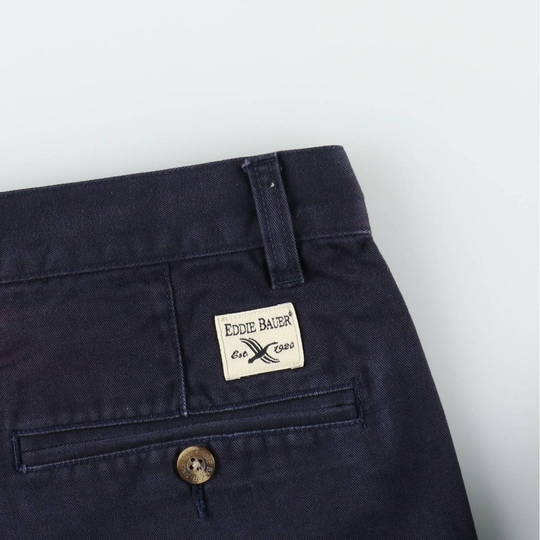 Eddie Bauer Classic Fit Two-Pleat Chino Pants, Men's Size W34 (approx.) cotton navy blue type Vintage Second Hand