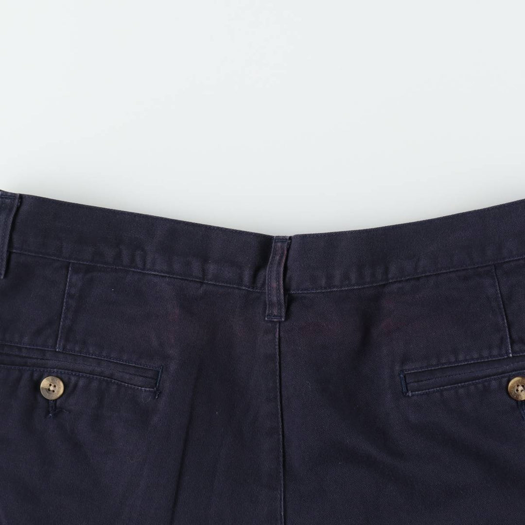 Eddie Bauer Classic Fit Two-Pleat Chino Pants, Men's Size W34 (approx.) cotton navy blue type Vintage Second Hand