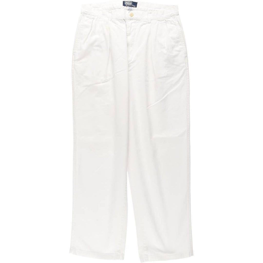 Ralph Lauren POLO by Ralph Lauren Two-pleat Chino Pants for Men, W32 equivalent cotton white type Vintage Second Hand