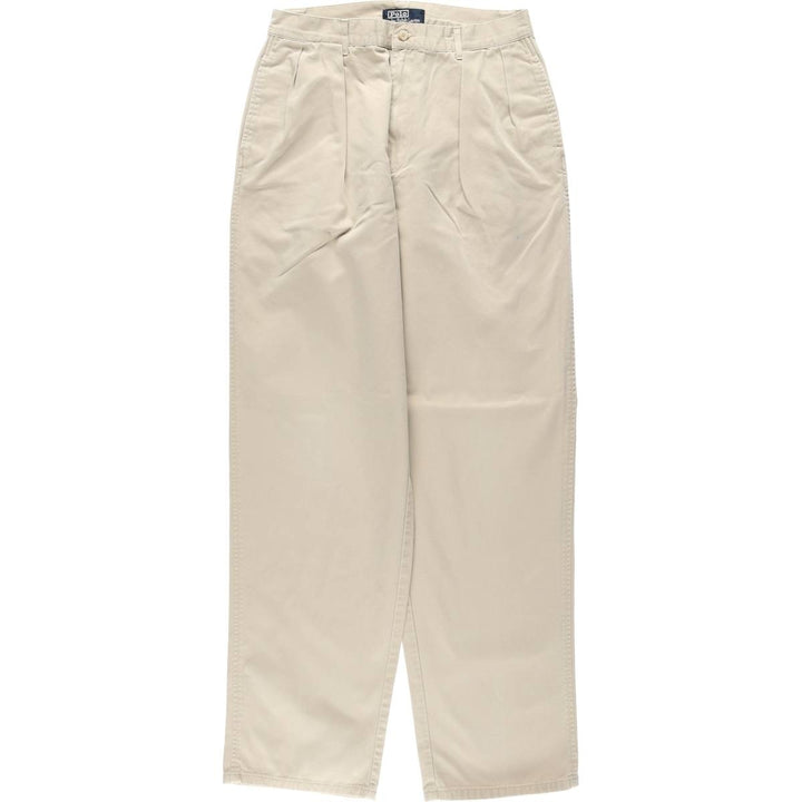 Ralph Lauren POLO by Ralph Lauren Two-pleat Chino Pants for Men, W30 equivalent cotton unbleached Vintage Second Hand