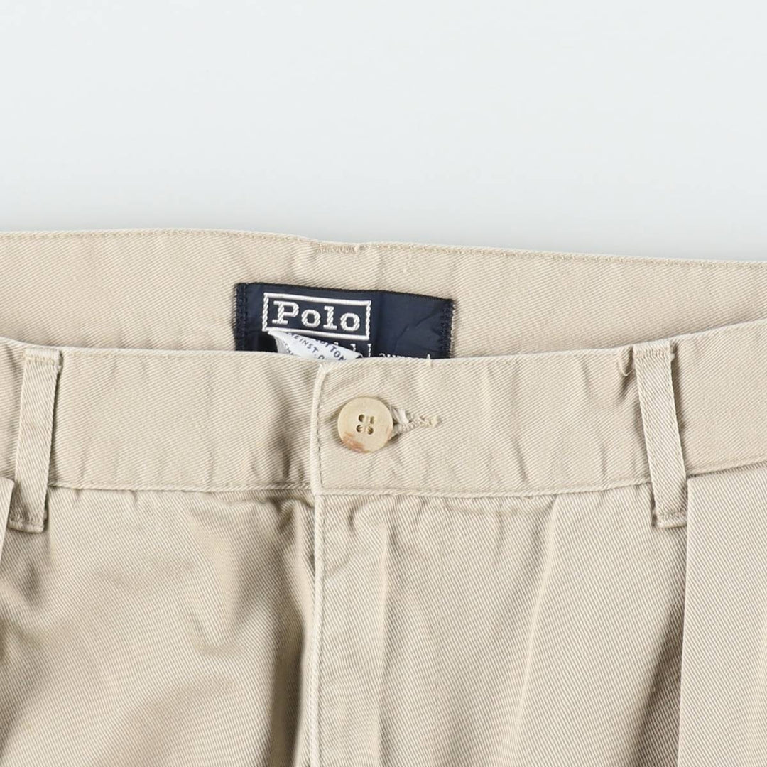 Ralph Lauren POLO by Ralph Lauren Two-pleat Chino Pants for Men, W30 equivalent cotton unbleached Vintage Second Hand