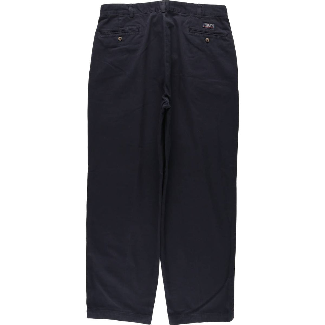 Ralph Lauren POLO by Ralph Lauren ANDREW PANT, two-pleat chino pants, men's, W35 equivalent cotton navy blue type Vintage Second Hand