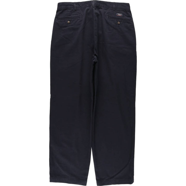 Ralph Lauren POLO by Ralph Lauren ANDREW PANT, two-pleat chino pants, men's, W35 equivalent cotton navy blue type Vintage Second Hand