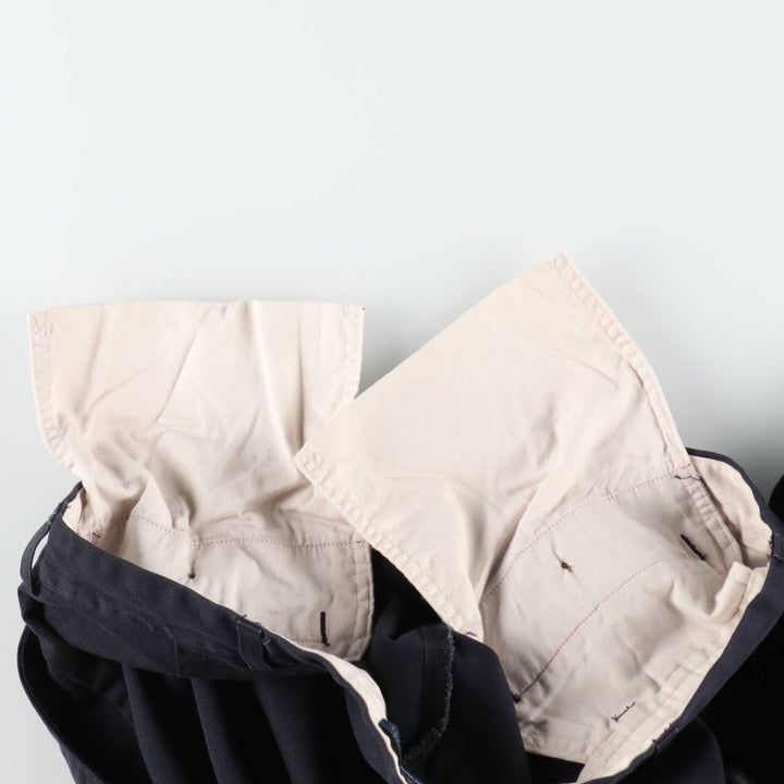 Ralph Lauren POLO by Ralph Lauren ANDREW PANT, two-pleat chino pants, men's, W35 equivalent cotton navy blue type Vintage Second Hand