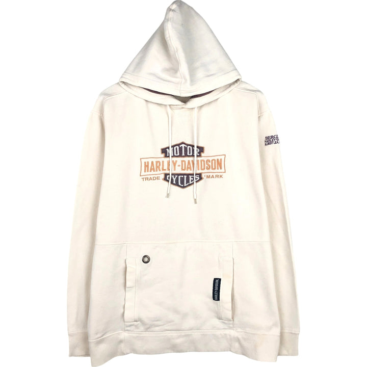2000'S Harley-Davidson Advertising Pullover Hoodie, Men's XL cotton pale white type Vintage Second Hand