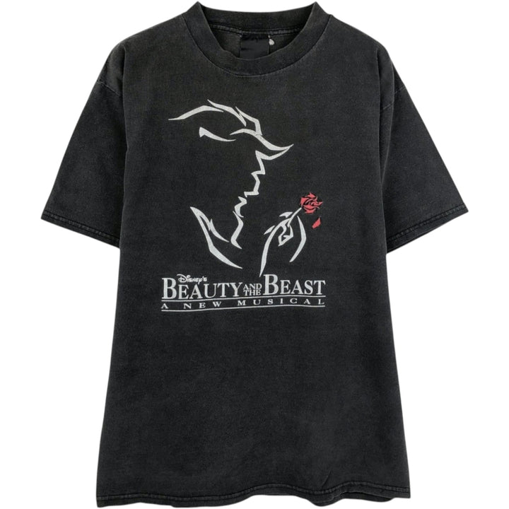 LD.FASHION LTD. BEAUTY AND THE BEAST A NEW MUSICAL Beauty and the Beast Musical Print T-Shirt, Made in Canada, Men's Size L (approx.) cotton black type Vintage Second Hand