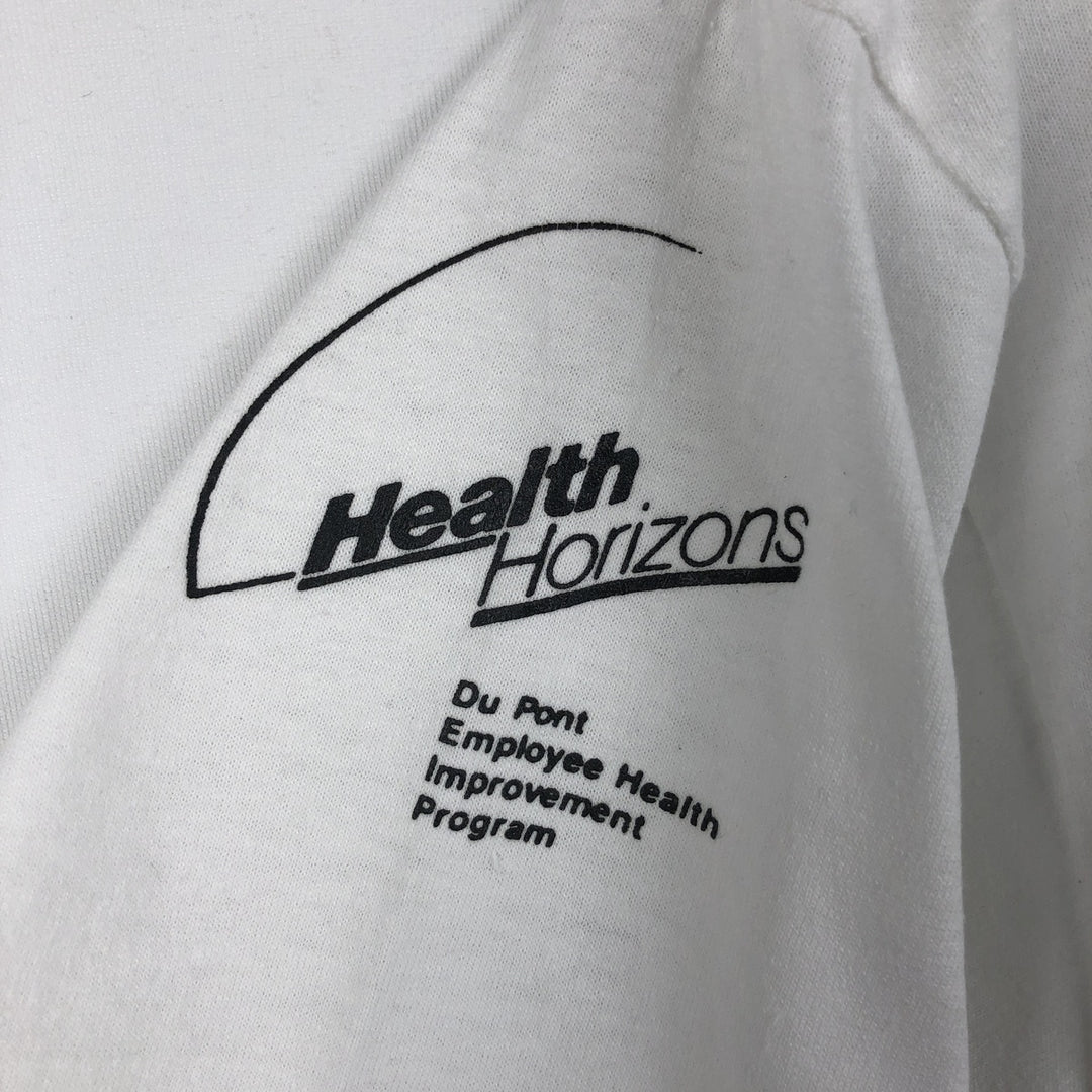 1980'S Hanes Fifty-Fifty Blue Tag DuPont Advertising T-Shirt, Made in USA, Men's Size L (approx.), Vintage cotton white type Vintage Second Hand