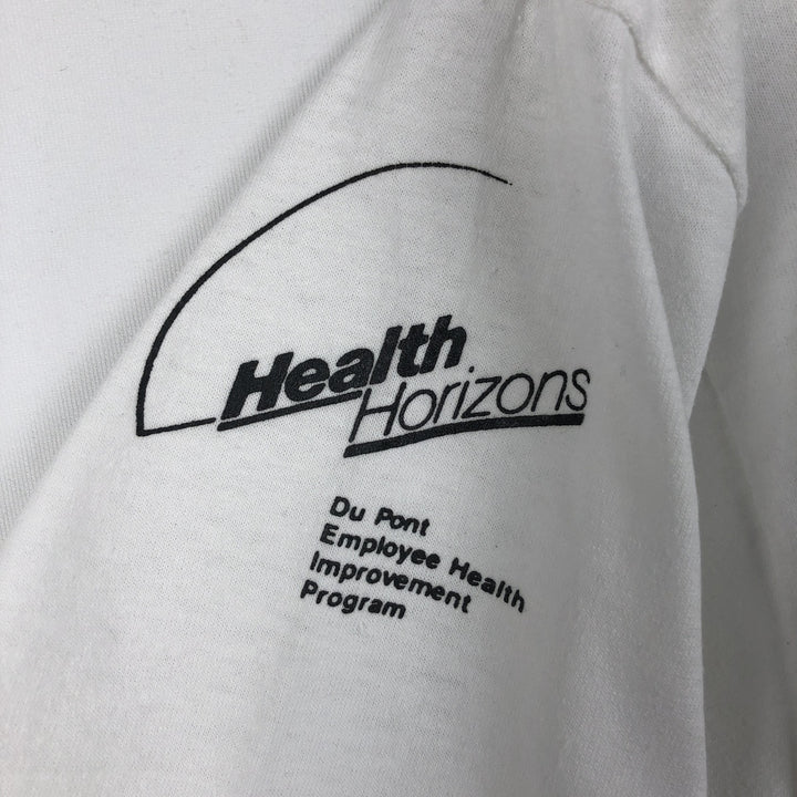 1980'S Hanes Fifty-Fifty Blue Tag DuPont Advertising T-Shirt, Made in USA, Men's Size L (approx.), Vintage cotton white type Vintage Second Hand
