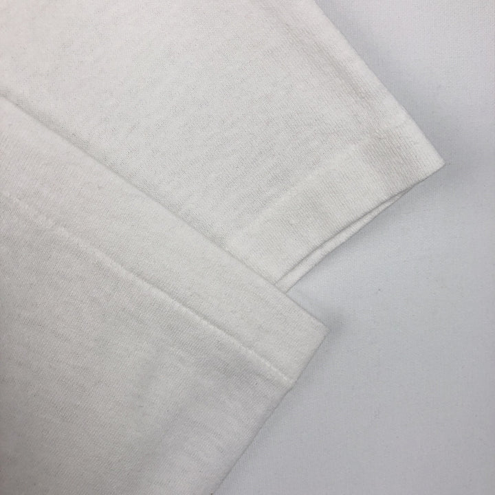 1980'S Hanes Fifty-Fifty Blue Tag DuPont Advertising T-Shirt, Made in USA, Men's Size L (approx.), Vintage cotton white type Vintage Second Hand