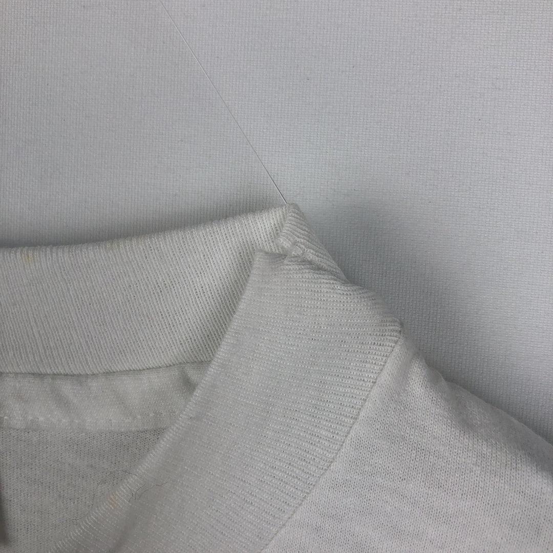 1980'S Hanes Fifty-Fifty Blue Tag DuPont Advertising T-Shirt, Made in USA, Men's Size L (approx.), Vintage cotton white type Vintage Second Hand
