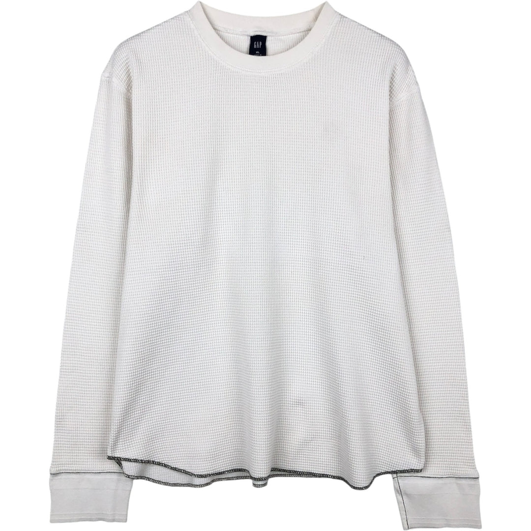 2000'S GAP Thermal Long-Sleeve T-Shirt, Waffle Knit, Men's Size XL (equivalent) unclear white type Vintage Second Hand