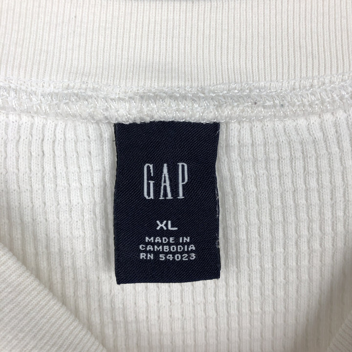2000'S GAP Thermal Long-Sleeve T-Shirt, Waffle Knit, Men's Size XL (equivalent) unclear white type Vintage Second Hand