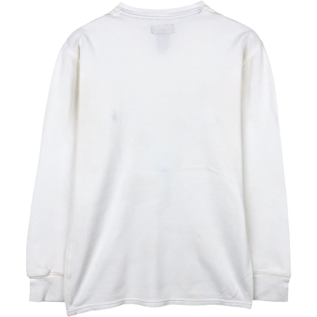 Ralph Lauren POLO RALPH LAUREN Henley Neck Thermal Long-Sleeve T-Shirt, Waffle Knit, Men's Size M (approx.) cotton white type Vintage Second Hand