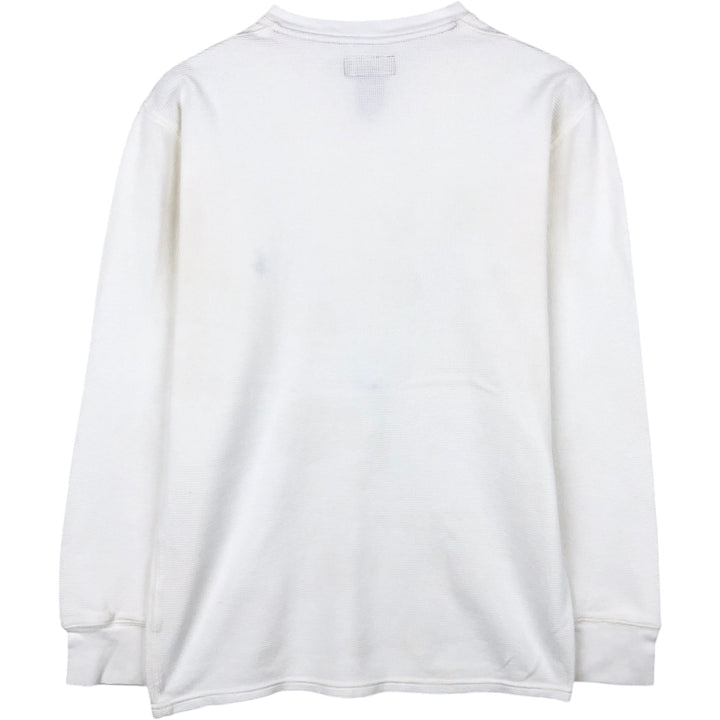 Ralph Lauren POLO RALPH LAUREN Henley Neck Thermal Long-Sleeve T-Shirt, Waffle Knit, Men's Size M (approx.) cotton white type Vintage Second Hand