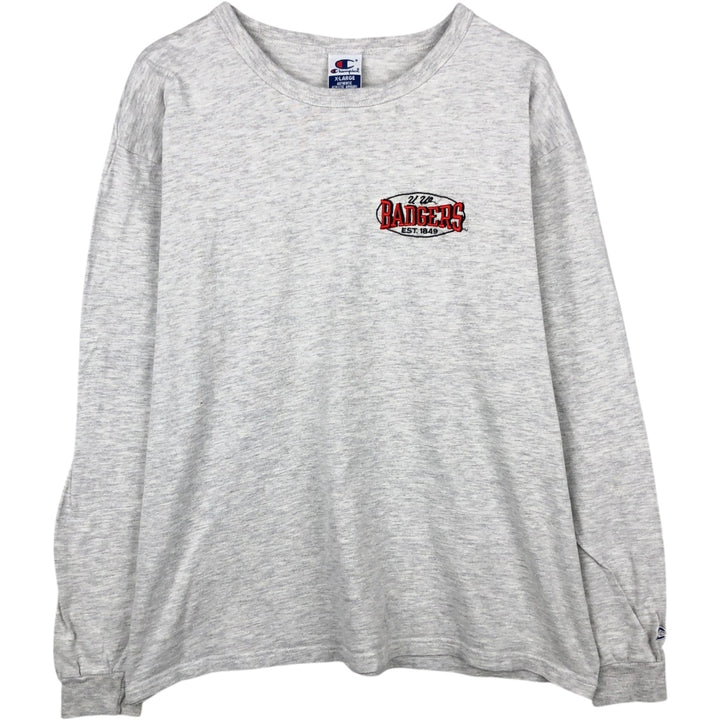 90'S Champion Authentic Athletic Apparel College Long-Sleeve T-Shirt, Made in USA, Men's XL equivalent, Vintage cotton white type Vintage Second Hand