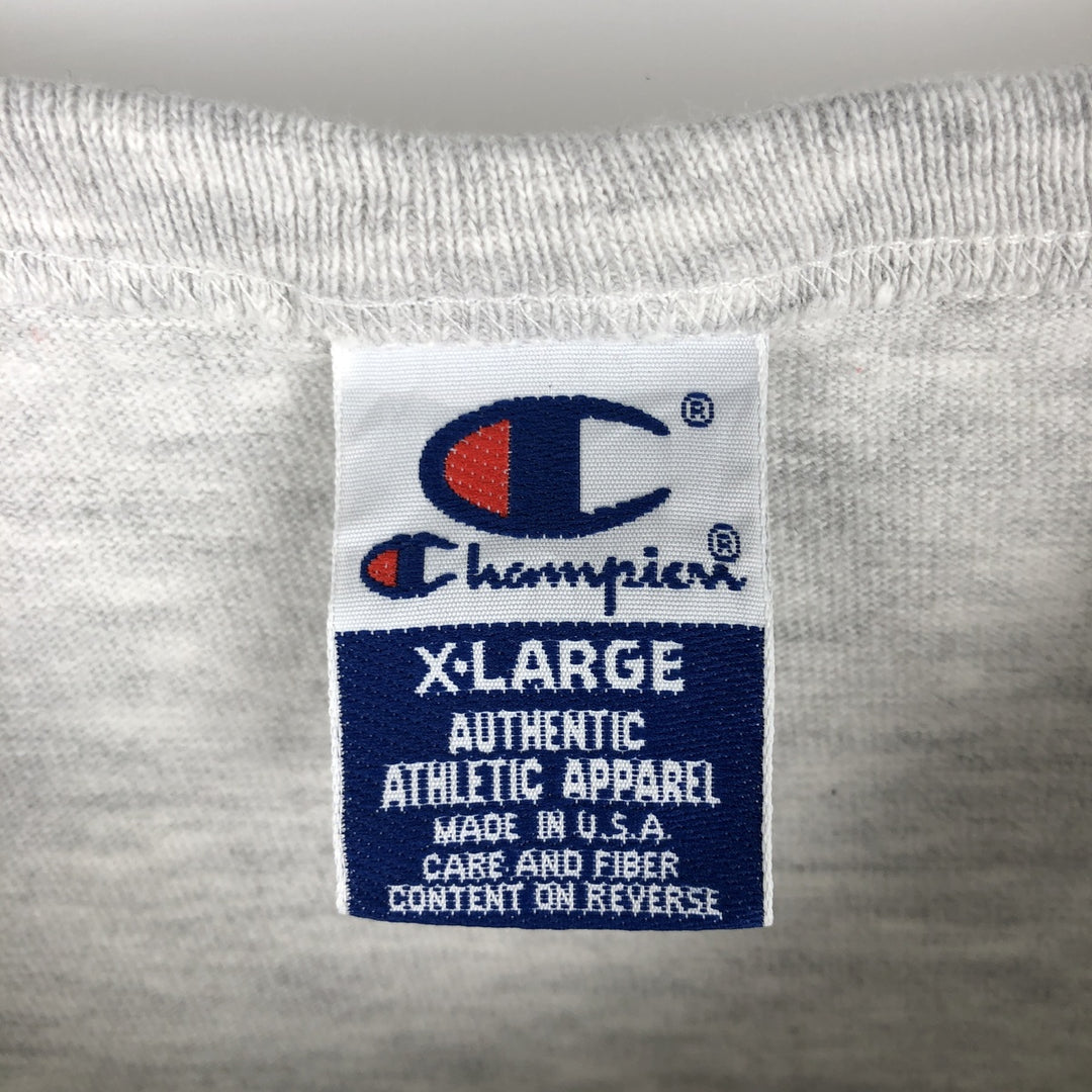 90'S Champion Authentic Athletic Apparel College Long-Sleeve T-Shirt, Made in USA, Men's XL equivalent, Vintage cotton white type Vintage Second Hand