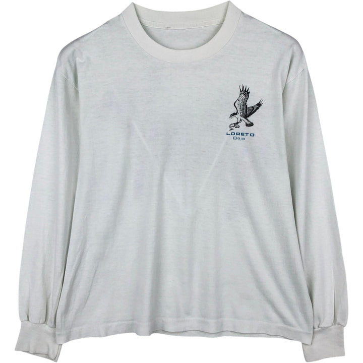 Long T-shirt, men's size L unclear white type Vintage Second Hand