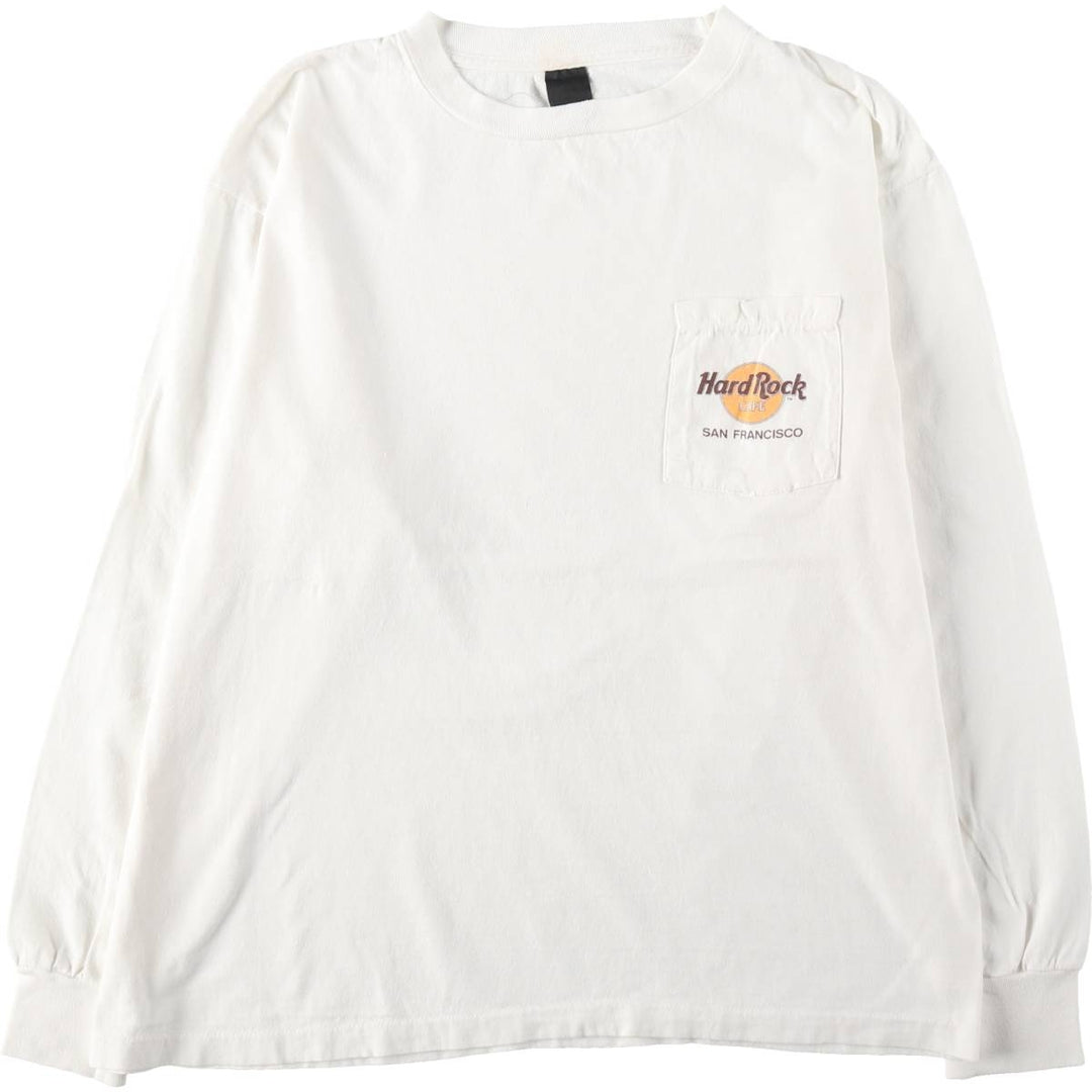 90'S Hard Rock Cafe Advertising Long-Sleeve T-Shirt, Men's Size L (Equivalent), Vintage unclear white type Vintage Second Hand
