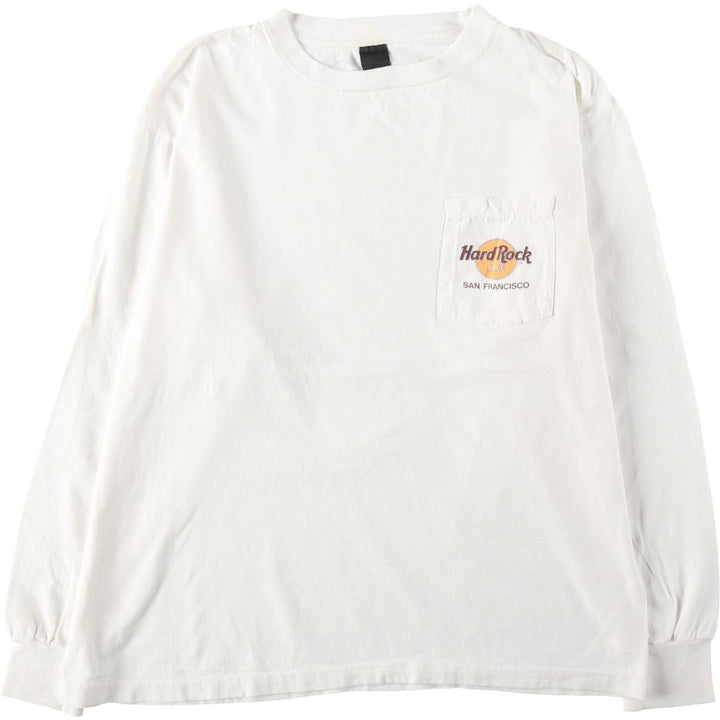 90'S Hard Rock Cafe Advertising Long-Sleeve T-Shirt, Men's Size L (Equivalent), Vintage unclear white type Vintage Second Hand